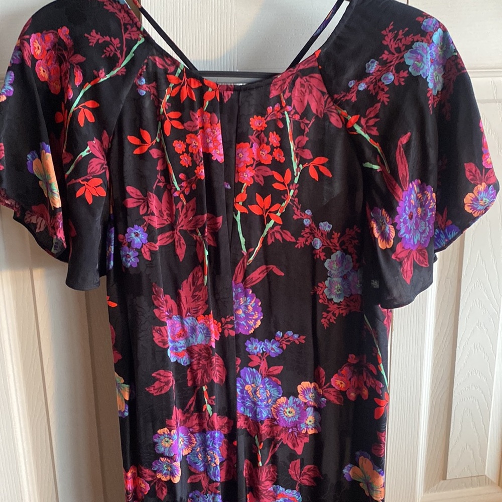 REISS NWT Cinched Waist X Cross Straps Cap Sleeve Midi Length Dress Size12 - Picture 6 of 14